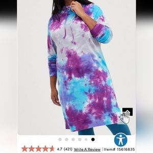 Mini French Terry Hoodie Dress Torrid Tie Dye Purple comfy 4x